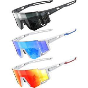 imageKALIYADI KidsSunglasses Sports SunglassesforKids Youth Sun Glasses with UV400 for Running CyclingA05blackwhiteDark BluewhiteRed