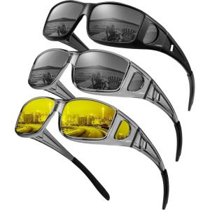 imageKALIYADI NightVisionGlasses FitOverGlasses WrapAround Glasses Anti Glare Night Driving Glasses for men women HD LensGlossy BlackGrey  Transparent GreyGrey  Transparent GreyNight Vision