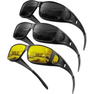 imageKALIYADI NightVisionGlasses FitOverGlasses WrapAround Glasses Anti Glare Night Driving Glasses for men women HD LensMatte BlackGrey  Glossy BlackGrey  Matte BlackNight Vision