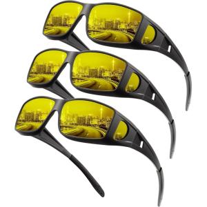 imageKALIYADI NightVisionGlasses FitOverGlasses WrapAround Glasses Anti Glare Night Driving Glasses for men women HD LensMatte BlackNight Vision  Matte BlackNight Vision  Matte BlackNight Vision