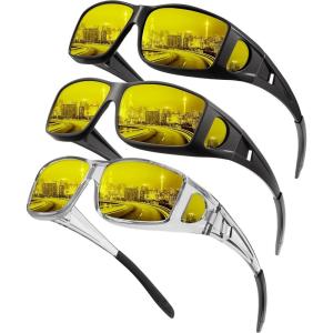 imageKALIYADI NightVisionGlasses FitOverGlasses WrapAround Glasses Anti Glare Night Driving Glasses for men women HD LensTransparent GreyNight Vision  Matte BlackNight Vision  Glossy BlackNight Vision
