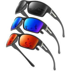 imageKALIYADI PolarizedSunglasses Men Sports SunGlasses Men Polarized Sunglasses Women UV400 Protection for Fishing GolfA03blackdark Bluered