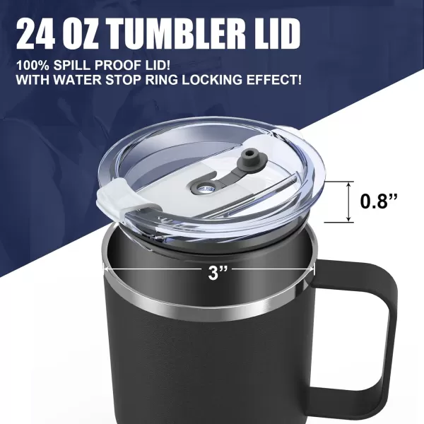 Sursip 2 Replacement LidsFit for SursipZenboZukro 2024 oz Stainless Steel Insulated Tumbler Fit for 3 inch Wide Mouth Travel Coffee Cup Mug Transparent