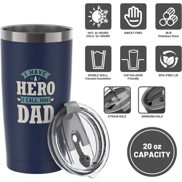 Sursip 20 oz Tumbler Gifts for Dad Fathers Day Gift  Mug Tumbler with Straw and Lid Double Wall Vacuum Stainless Steel Insulated Coffee Mug Travel Cup Keep Drinks ColdHot Sweat Proof  BlackNavy Blue
