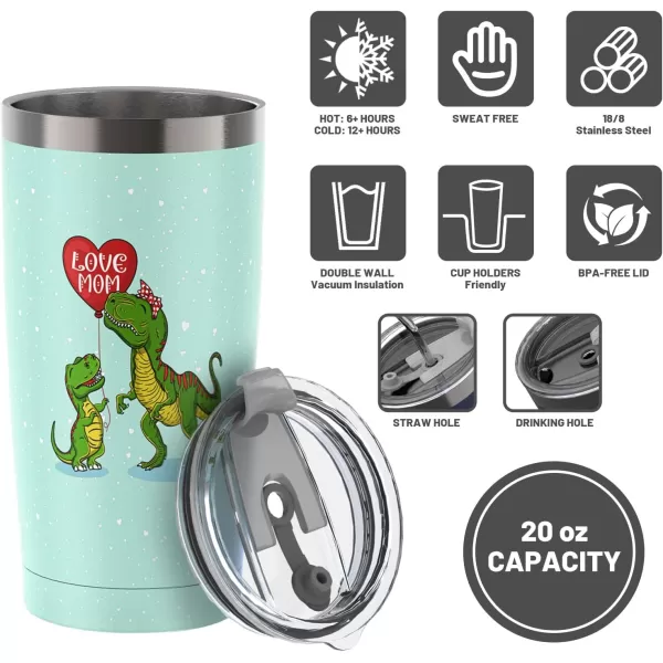 Sursip 20 oz Tumbler Gifts for Dad Fathers Day Gift  Mug Tumbler with Straw and Lid Double Wall Vacuum Stainless Steel Insulated Coffee Mug Travel Cup Keep Drinks ColdHot Sweat Proof  BlackGreen Dino