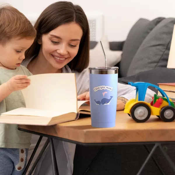 Sursip 20 oz Tumbler Gifts for Dad Fathers Day Gift  Mug Tumbler with Straw and Lid Double Wall Vacuum Stainless Steel Insulated Coffee Mug Travel Cup Keep Drinks ColdHot Sweat Proof  BlackIce Blue