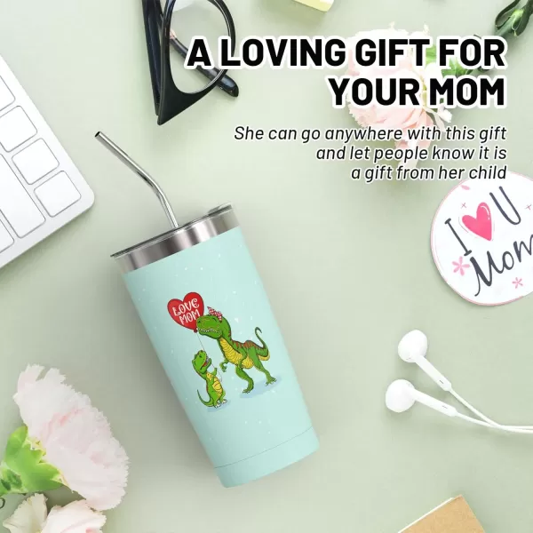 Sursip 20 oz Tumbler Gifts for Dad Fathers Day Gift  Mug Tumbler with Straw and Lid Double Wall Vacuum Stainless Steel Insulated Coffee Mug Travel Cup Keep Drinks ColdHot Sweat Proof  BlackGreen Dino