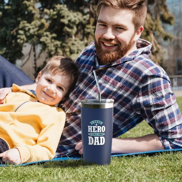 Sursip 20 oz Tumbler Gifts for Dad Fathers Day Gift  Mug Tumbler with Straw and Lid Double Wall Vacuum Stainless Steel Insulated Coffee Mug Travel Cup Keep Drinks ColdHot Sweat Proof  BlackNavy Blue