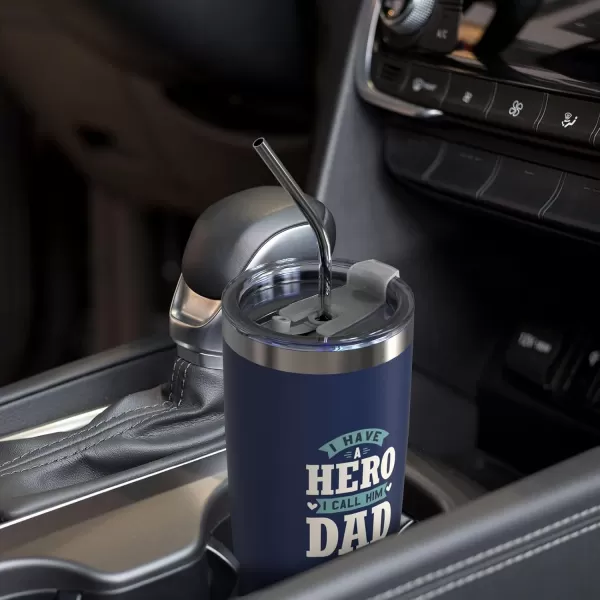Sursip 20 oz Tumbler Gifts for Dad Fathers Day Gift  Mug Tumbler with Straw and Lid Double Wall Vacuum Stainless Steel Insulated Coffee Mug Travel Cup Keep Drinks ColdHot Sweat Proof  BlackNavy Blue