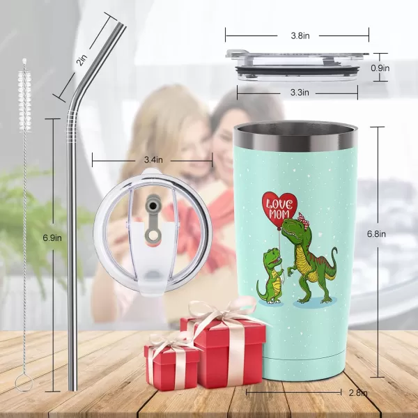Sursip 20 oz Tumbler Gifts for Dad Fathers Day Gift  Mug Tumbler with Straw and Lid Double Wall Vacuum Stainless Steel Insulated Coffee Mug Travel Cup Keep Drinks ColdHot Sweat Proof  BlackGreen Dino