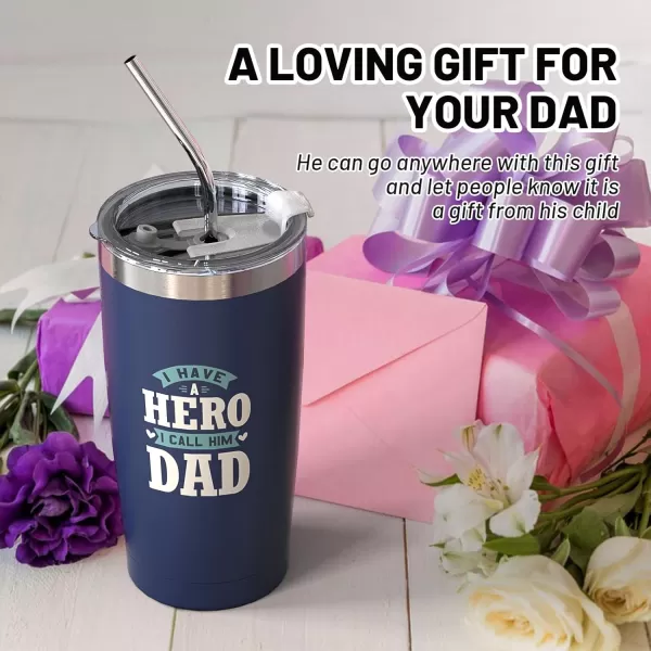 Sursip 20 oz Tumbler Gifts for Dad Fathers Day Gift  Mug Tumbler with Straw and Lid Double Wall Vacuum Stainless Steel Insulated Coffee Mug Travel Cup Keep Drinks ColdHot Sweat Proof  BlackNavy Blue