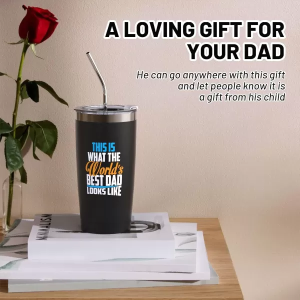 Sursip 20 oz Tumbler Gifts for Dad Fathers Day Gift  Mug Tumbler with Straw and Lid Double Wall Vacuum Stainless Steel Insulated Coffee Mug Travel Cup Keep Drinks ColdHot Sweat Proof  BlackBlack