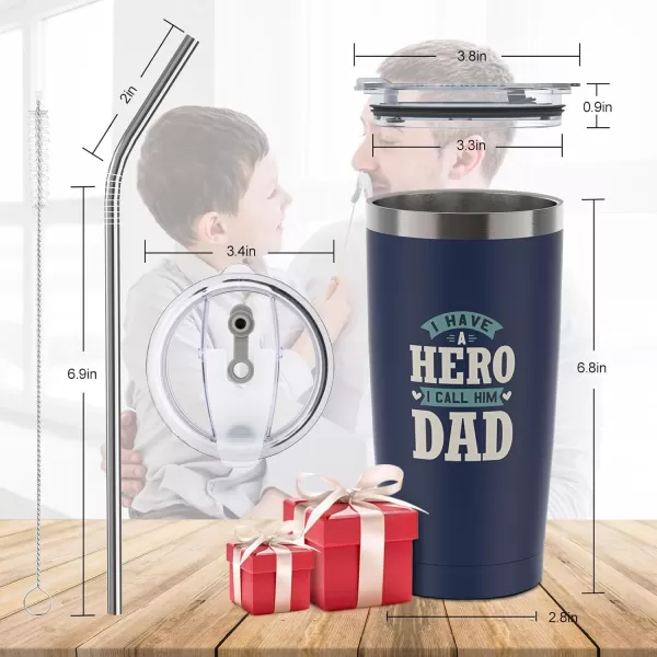 Sursip 20 oz Tumbler Gifts for Dad Fathers Day Gift  Mug Tumbler with Straw and Lid Double Wall Vacuum Stainless Steel Insulated Coffee Mug Travel Cup Keep Drinks ColdHot Sweat Proof  BlackNavy Blue