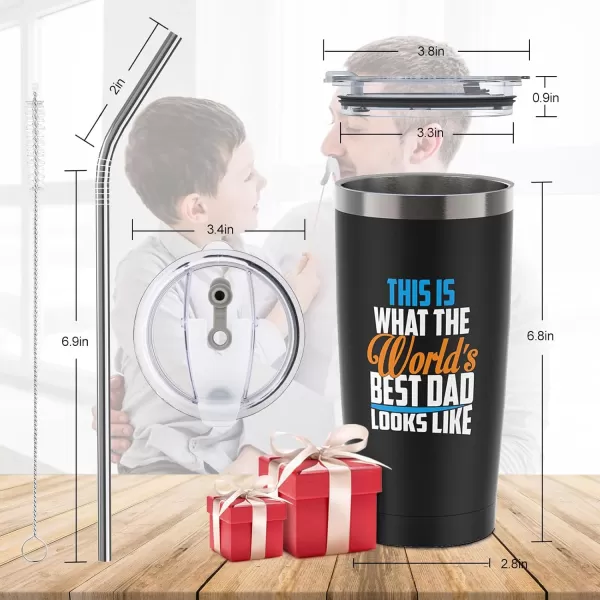 Sursip 20 oz Tumbler Gifts for Dad Fathers Day Gift  Mug Tumbler with Straw and Lid Double Wall Vacuum Stainless Steel Insulated Coffee Mug Travel Cup Keep Drinks ColdHot Sweat Proof  BlackBlack