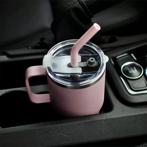 Sursip 24 oz Insulated Cup with Handle Double Wall Vacuum Stainless Steel Tumbler with Straw and 2 Lids For ColdHot Drinks Coffee Travel Mug for CarHomeOfficePartyCamping White2 PackBlack