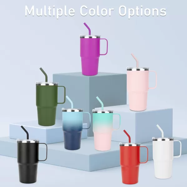 Sursip 24 oz Insulated Cup with Handle Double Wall Vacuum Stainless Steel Tumbler with Straw and 2 Lids For ColdHot Drinks Coffee Travel Mug for CarHomeOfficePartyCamping White2 PackBlack