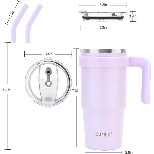 Sursip 24 oz Insulated Tumbler with Handle Double Wall Vacuum Stainless Steel Cup with Straw and 2 Lids For ColdHot Drinks Coffee Travel Mug for CarHomeOfficePartyCamping CreamTaro Purple