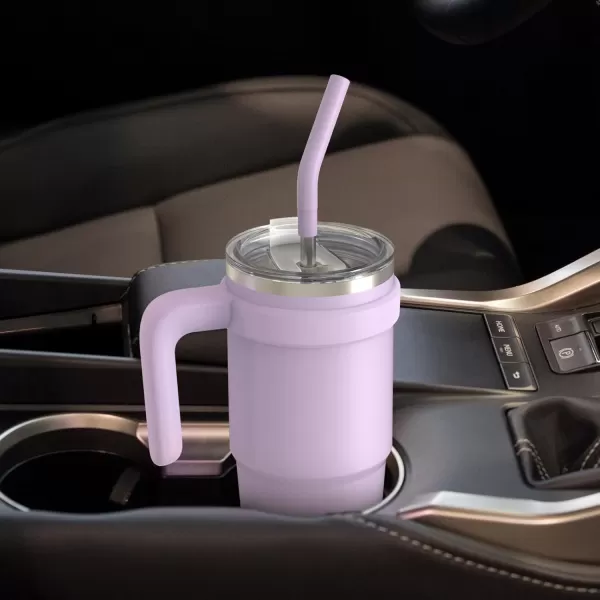 Sursip 24 oz Insulated Tumbler with Handle Double Wall Vacuum Stainless Steel Cup with Straw and 2 Lids For ColdHot Drinks Coffee Travel Mug for CarHomeOfficePartyCamping CreamTaro Purple