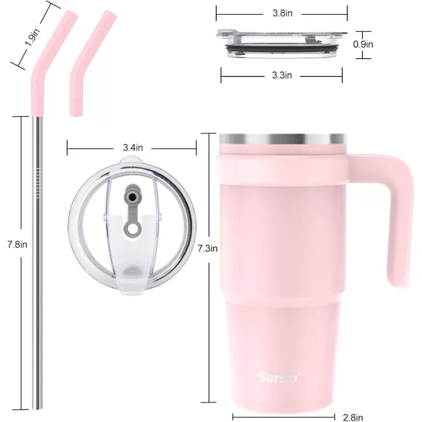 Sursip 24 oz Insulated Tumbler with Handle Double Wall Vacuum Stainless Steel Cup with Straw and 2 Lids For ColdHot Drinks Coffee Travel Mug for CarHomeOfficePartyCamping Charcoal GrayPink