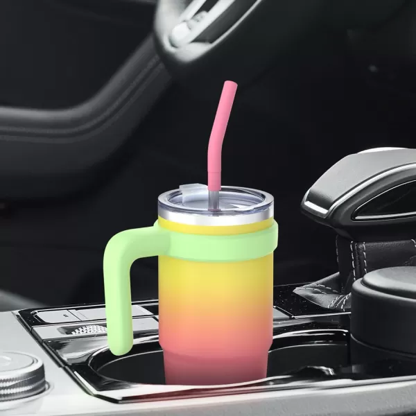 Sursip 24 oz Insulated Tumbler with Handle Double Wall Vacuum Stainless Steel Cup with Straw and 2 Lids For ColdHot Drinks Coffee Travel Mug for CarHomeOfficePartyCamping Charcoal GrayYellowPink