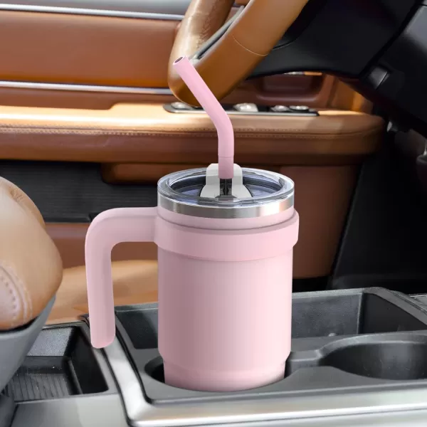 Sursip 24 oz Insulated Tumbler with Handle Double Wall Vacuum Stainless Steel Cup with Straw and 2 Lids For ColdHot Drinks Coffee Travel Mug for CarHomeOfficePartyCamping Charcoal GrayPink