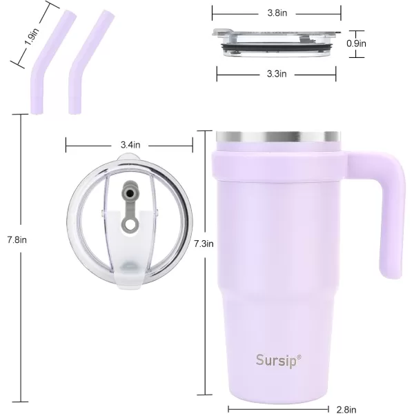 Sursip 24 oz Insulated Tumbler with Handle Double Wall Vacuum Stainless Steel Cup with Straw and 2 Lids For ColdHot Drinks Coffee Travel Mug for CarHomeOfficePartyCamping Charcoal GrayTaro Purple