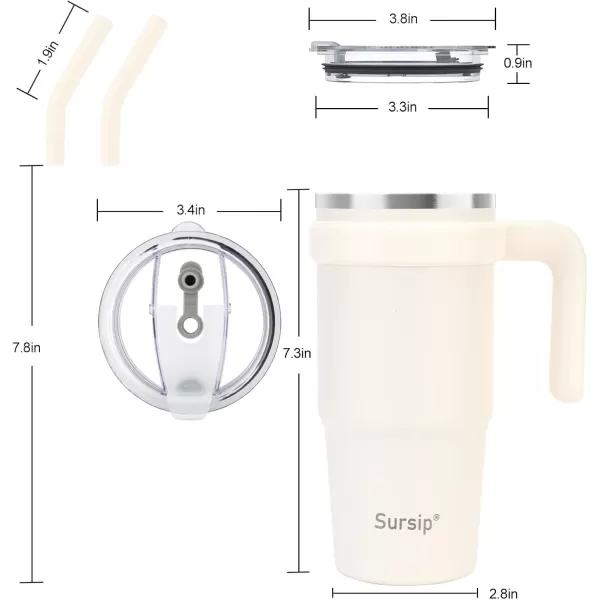 Sursip 24 oz Insulated Tumbler with Handle Double Wall Vacuum Stainless Steel Cup with Straw and 2 Lids For ColdHot Drinks Coffee Travel Mug for CarHomeOfficePartyCamping Charcoal GrayCream