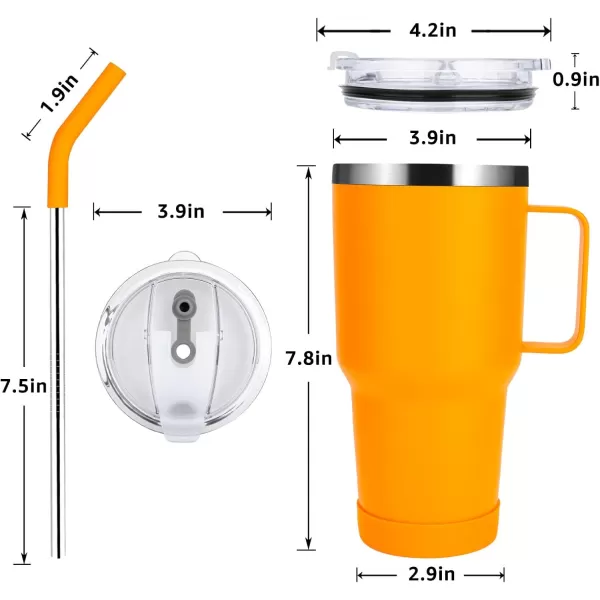Sursip 30oz Insulated MugTumbler With Lid and StrawStainless Steel Vacuum TumblerKeep Cold and HotBPA FreeLeak ProofDishwasher SafeCar HolderGiftsTravel MugCoffee TumblerBlack1PackInjection CeramicOrange
