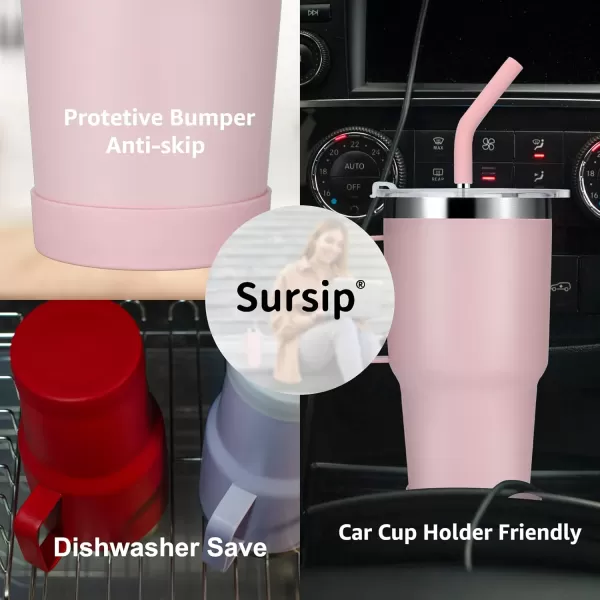 Sursip 30oz Insulated MugTumbler With Lid and StrawStainless Steel Vacuum TumblerKeep Cold and HotBPA FreeLeak ProofDishwasher SafeCar HolderGiftsTravel MugCoffee TumblerBlack1PackYellowRed