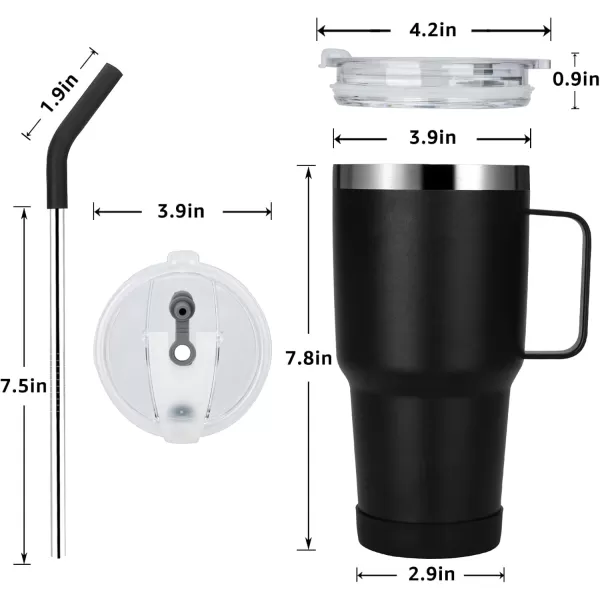 Sursip 30oz Insulated MugTumbler With Lid and StrawStainless Steel Vacuum TumblerKeep Cold and HotBPA FreeLeak ProofDishwasher SafeCar HolderGiftsTravel MugCoffee TumblerBlack1PackNavy