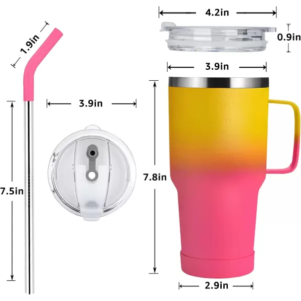 Sursip 30oz Insulated MugTumbler With Lid and StrawStainless Steel Vacuum TumblerKeep Cold and HotBPA FreeLeak ProofDishwasher SafeCar HolderGiftsTravel MugCoffee TumblerBlack1PackYellowRed