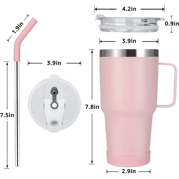 Sursip 30oz Insulated MugTumbler With Lid and StrawStainless Steel Vacuum TumblerKeep Cold and HotBPA FreeLeak ProofDishwasher SafeCar HolderGiftsTravel MugCoffee TumblerBlack1PackInjection CeramicPink