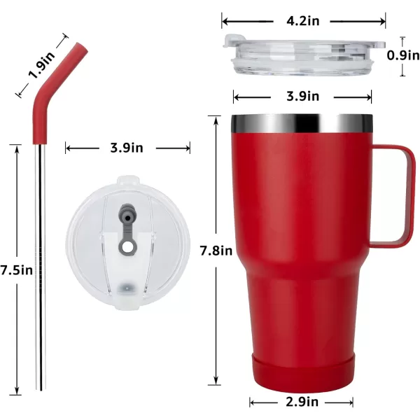 Sursip 30oz Insulated MugTumbler With Lid and StrawStainless Steel Vacuum TumblerKeep Cold and HotBPA FreeLeak ProofDishwasher SafeCar HolderGiftsTravel MugCoffee TumblerBlack1PackRed