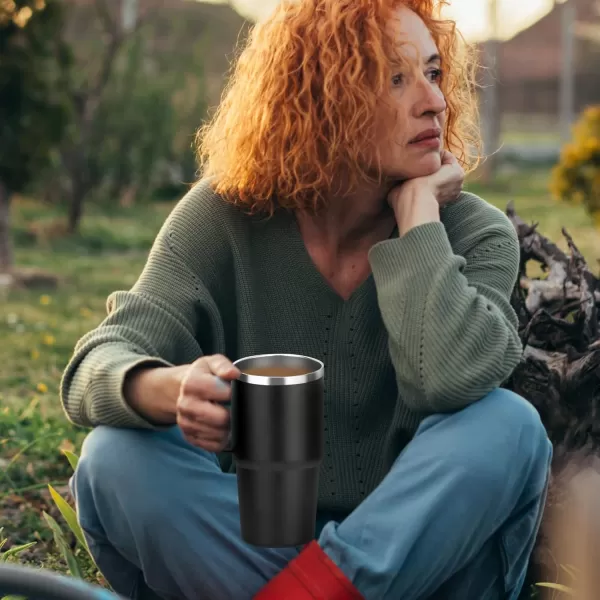Sursip 30oz Insulated MugTumbler With Lid and StrawStainless Steel Vacuum TumblerKeep Cold and HotBPA FreeLeak ProofDishwasher SafeCar HolderGiftsTravel MugCoffee TumblerBlack1PackNavy