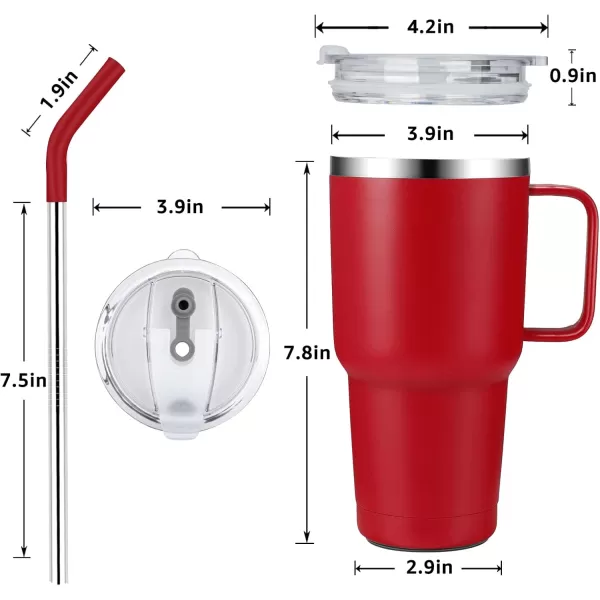 Sursip 30oz Insulated MugTumbler With Lid and StrawStainless Steel Vacuum TumblerKeep Cold and HotBPA FreeLeak ProofDishwasher SafeCar HolderGiftsTravel MugCoffee TumblerBlack1PackRed