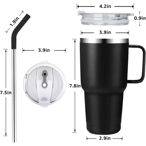 Sursip 30oz Insulated MugTumbler With Lid and StrawStainless Steel Vacuum TumblerKeep Cold and HotBPA FreeLeak ProofDishwasher SafeCar HolderGiftsTravel MugCoffee TumblerBlack1PackBlack