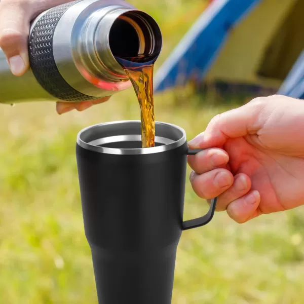 Sursip 30oz Mug TumblerStainless Steel Vacuum Insulated Mug with HandleLid and StrawFit for Car HolderKeeps Cold up to 24 HoursSweat ProofLeak ProofDishwasher SafeBlack1 Count Pack of 1