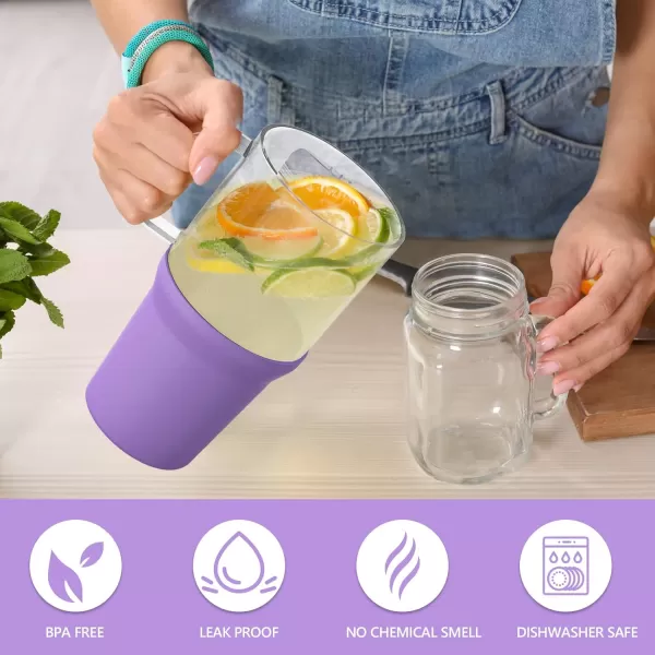 Sursip 32 oz Glass Tumbler with Handle Glass Water Bottles with Lid and Straw Reusable Iced Coffee Cup with Silicone Sleeve  Fits in Car Holder BPA Free Leak Proof Dishwasher Safe KhakiLilac