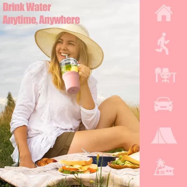Sursip 32 oz Glass Tumbler with Handle Glass Water Bottles with Lid and Straw Reusable Iced Coffee Cup with Silicone Sleeve  Fits in Car Holder BPA Free Leak Proof Dishwasher Safe KhakiPink