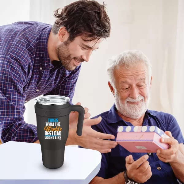 Sursip 40 oz Insulated Tumbler with Handle and StrawStainless Steel Vacuum Insulated MugGifts for Women Men Him HerIced Tea or CoffeeDrinks Cold up to 24 HoursFit Car HolderBlackBlackDad