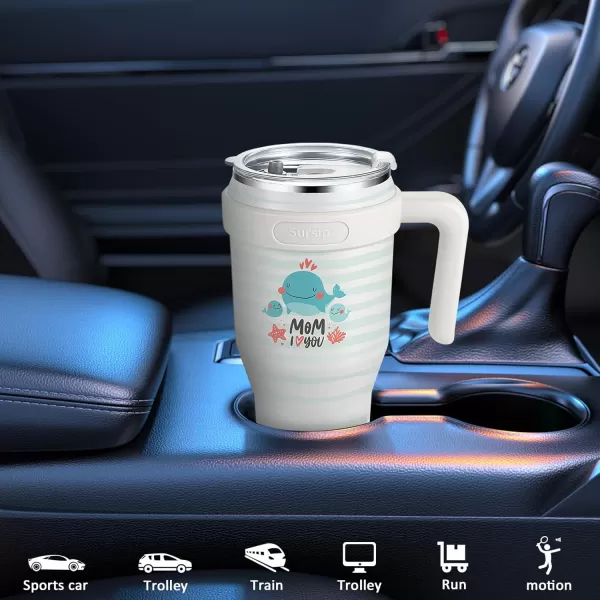 Sursip 40 oz Insulated Tumbler with Handle and StrawStainless Steel Vacuum Insulated MugGifts for Women Men Him HerIced Tea or CoffeeDrinks Cold up to 24 HoursFit Car HolderBlackWhiteWhale