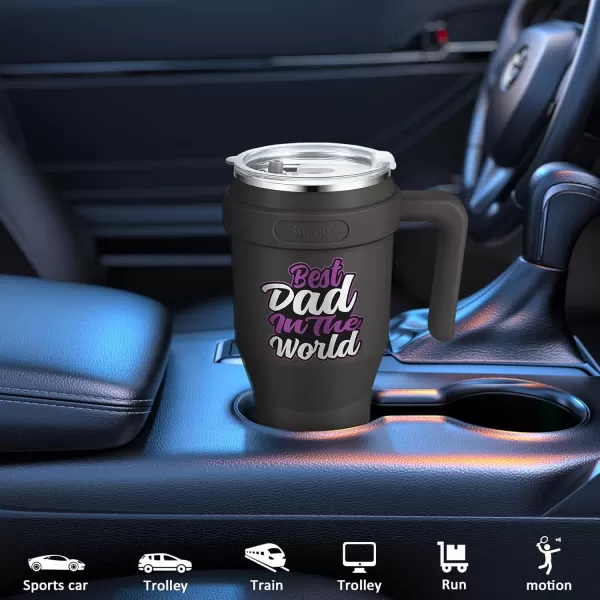 Sursip 40 oz Insulated Tumbler with Handle and StrawStainless Steel Vacuum Insulated MugGifts for Women Men Him HerIced Tea or CoffeeDrinks Cold up to 24 HoursFit Car HolderBlackCharcoalDad