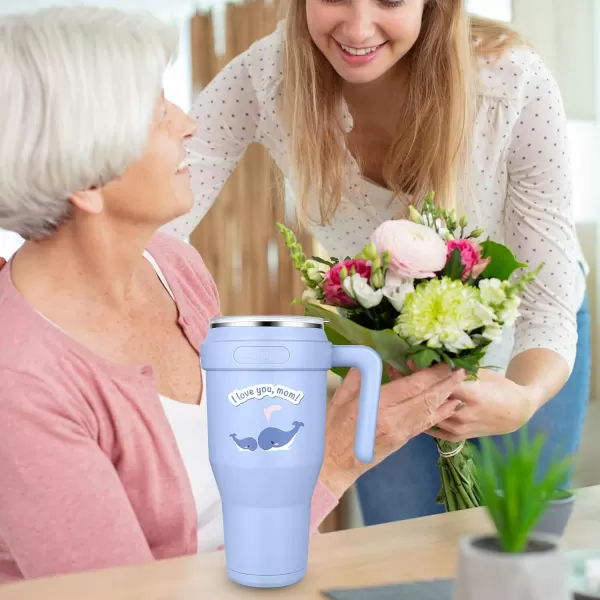 Sursip 40 oz Insulated Tumbler with Handle and StrawStainless Steel Vacuum Insulated MugGifts for Women Men Him HerIced Tea or CoffeeDrinks Cold up to 24 HoursFit Car HolderBlackBlueWhale