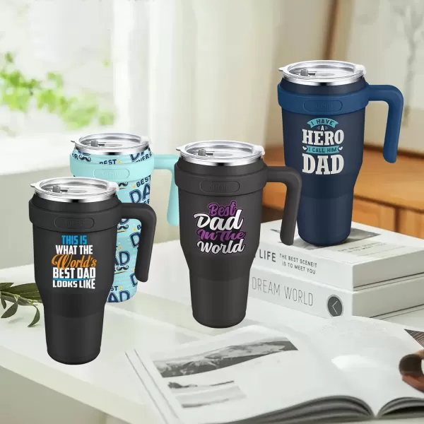Sursip 40 oz Insulated Tumbler with Handle and StrawStainless Steel Vacuum Insulated MugGifts for Women Men Him HerIced Tea or CoffeeDrinks Cold up to 24 HoursFit Car HolderBlackBlackDad