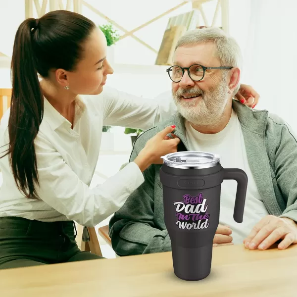 Sursip 40 oz Insulated Tumbler with Handle and StrawStainless Steel Vacuum Insulated MugGifts for Women Men Him HerIced Tea or CoffeeDrinks Cold up to 24 HoursFit Car HolderBlackCharcoalDad