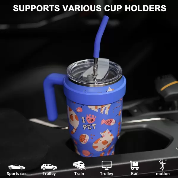 Sursip 40 oz Insulated Tumbler with Handle and StrawStainless Steel Vacuum Insulated MugGifts for Women Men Him HerIced Tea or CoffeeDrinks Cold up to 24 HoursFit Car HolderBlackBlueCat