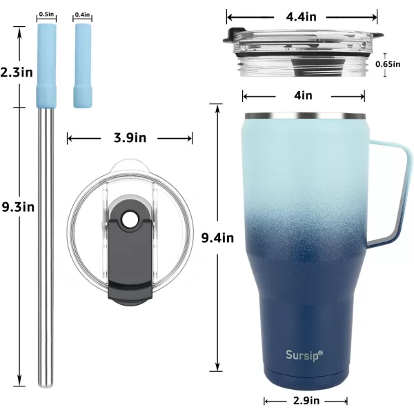 Sursip 40 oz Insulated Tumbler with Screw Lid  Stainless Steel Vacuum Cup with Straw and Handle Keeps Drinks Cold up to 24 Hours  SweatLeak Proof Dishwasher Safe Fits Car Cup Holder PinkWaves
