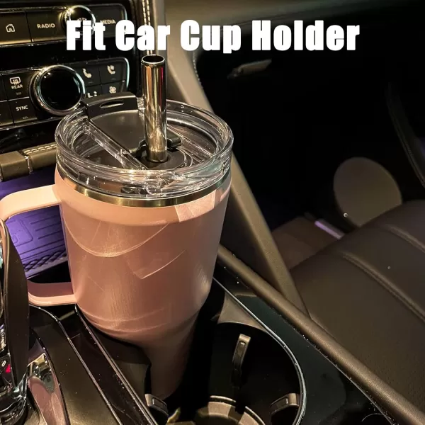 Sursip 40 oz Insulated Tumbler with Screw Lid  Stainless Steel Vacuum Cup with Straw and Handle Keeps Drinks Cold up to 24 Hours  SweatLeak Proof Dishwasher Safe Fits Car Cup Holder BlackPink