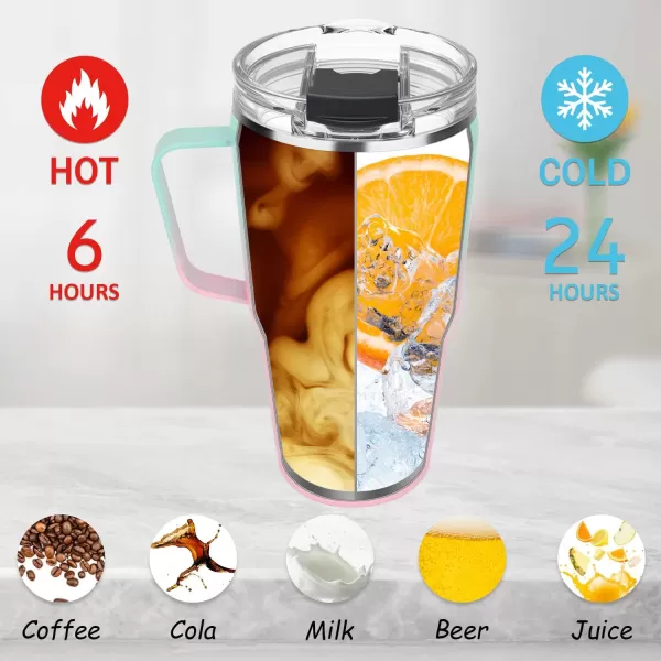 Sursip 40 oz Insulated Tumbler with Screw Lid  Stainless Steel Vacuum Cup with Straw and Handle Keeps Drinks Cold up to 24 Hours  SweatLeak Proof Dishwasher Safe Fits Car Cup Holder BlackBlack
