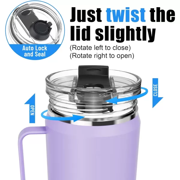 Sursip 40 oz Insulated Tumbler with Screw Lid  Stainless Steel Vacuum Cup with Straw and Handle Keeps Drinks Cold up to 24 Hours  SweatLeak Proof Dishwasher Safe Fits Car Cup Holder PinkPurpleGreen